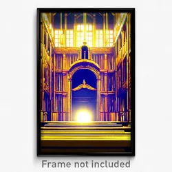 Pixel Art Poster - Golden Hall (8 Bit Psychedelic Trippy Weird Video Game Print)