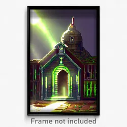 Pixel Art Poster - Slimy Convent (8 Bit Psychedelic Trippy Video Game Print)