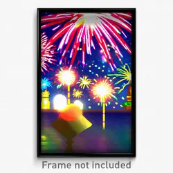 Pixel Art Poster - Silly Fireworks (8 Bit Psychedelic Trippy Video Game Print)