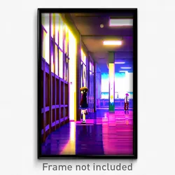 Pixel Art Poster - Deserted Anime (8 Bit Psychedelic Trippy Video Game Print)