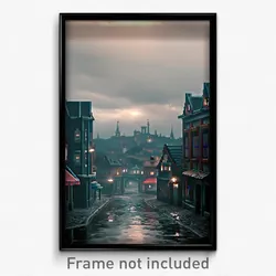 Pixel Art Poster - Gloomy Town (8 Bit Psychedelic Trippy Weird Video Game Print)