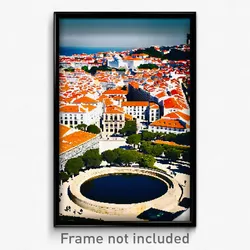 Pixel Art Poster - Round Lisbon (8 Bit Psychedelic Trippy Video Game Print)