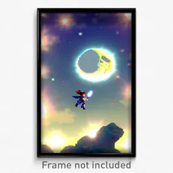 Pixel Art Poster - Mushy Moon Battle (8 Bit Psychedelic Trippy Video Game Print)