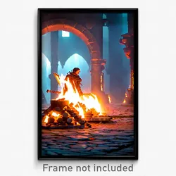 Pixel Art Poster - Glaring Forge (8 Bit Psychedelic Trippy Video Game Print)