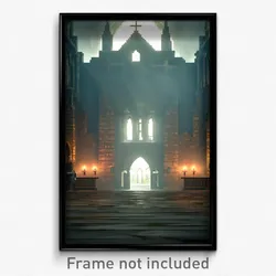 Pixel Art Poster - Dreary Priory (8 Bit Psychedelic Trippy Video Game Print)