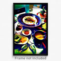 Pixel Art Poster - Cluttered Mexican Plate (8 Bit Psychedelic Video Game Print)
