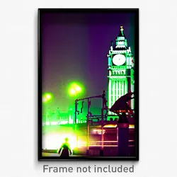 Pixel Art Poster - Green London (8 Bit Psychedelic Trippy Video Game Print)