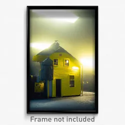 Pixel Art Poster - Yellow Safehouse (8 Bit Psychedelic Trippy Video Game Print)