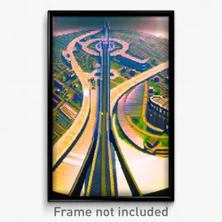Pixel Art Poster - Circular Metropolis (8 Bit Psychedelic Video Game Print)