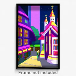Pixel Art Poster - Conventional Cartoon Architecture (8 Bit Video Game Print)