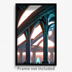 Pixel Art Poster - Detailed Futuristic Architecture (8 Bit Video Game Print)