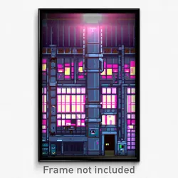 Pixel Art Poster - Mushy Factory (8 Bit Psychedelic Trippy Video Game Print)