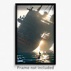 Pixel Art Poster - Different Shipwreck (8 Bit Psychedelic Video Game Print)