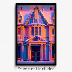 Pixel Art Poster - Frozen American Architecture (8 Bit Video Game Print)