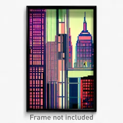 Pixel Art Poster - Glass New York (8 Bit Psychedelic Trippy Video Game Print)