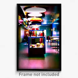 Pixel Art Poster - Narrow Burger Stand (8 Bit Psychedelic Video Game Print)