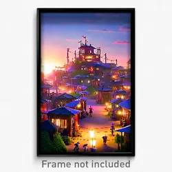 Pixel Art Poster - Superb Shantytown (8 Bit Psychedelic Trippy Video Game Print)