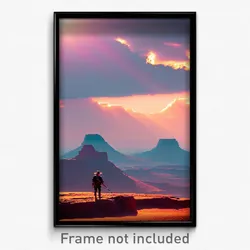 Pixel Art Poster - Adventurous Mesa (8 Bit Psychedelic Trippy Video Game Print)