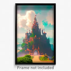 Pixel Art Poster - Voluminous Kingdom (8 Bit Psychedelic Video Game Print)