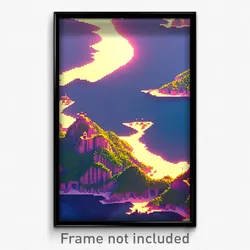 Pixel Art Poster - Sharp Archipelago (8 Bit Psychedelic Trippy Video Game Print)