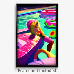 Pixel Art Poster - Fruity Pool (8 Bit Psychedelic Trippy Weird Video Game Print)