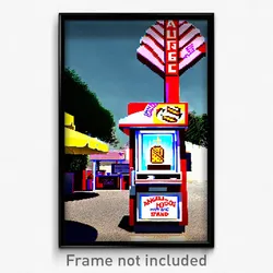 Pixel Art Poster - Angelic Hot Dog Stand (8 Bit Psychedelic Video Game Print)