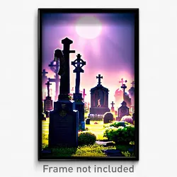 Pixel Art Poster - Elaborate Graveyard (8 Bit Psychedelic Video Game Print)