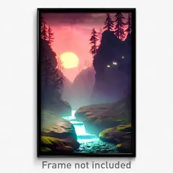 Pixel Art Poster - Haunted Brook (8 Bit Psychedelic Trippy Video Game Print)
