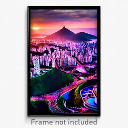 Pixel Art Poster - Infinite Brazilian City (8 Bit Psychedelic Video Game Print)