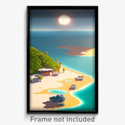 Pixel Art Poster - Clean Island (8 Bit Psychedelic Trippy Video Game Print)
