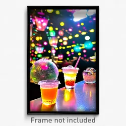 Pixel Art Poster - Dazzling Bubble Tea (8 Bit Psychedelic Video Game Print)