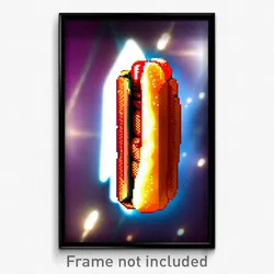 Pixel Art Poster - Fantastic Hot Dog (8 Bit Psychedelic Trippy Video Game Print)