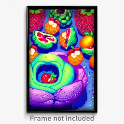 Pixel Art Poster - Fruity Nest (8 Bit Psychedelic Trippy Weird Video Game Print)