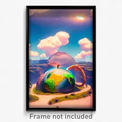 Pixel Art Poster - Silly Earth (8 Bit Psychedelic Trippy Weird Video Game Print)