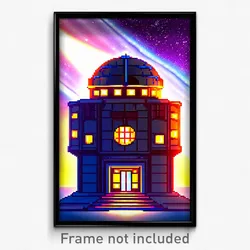 Pixel Art Poster - Imaginative Observatory (8 Bit Psychedelic Video Game Print)