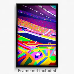 Pixel Art Poster - Colorful Stadium (8 Bit Psychedelic Trippy Video Game Print)