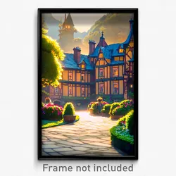 Pixel Art Poster - Enchanting Manor (8 Bit Psychedelic Trippy Video Game Print)