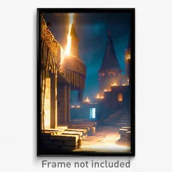 Pixel Art Poster - Dim Fortifications (8 Bit Psychedelic Video Game Print)