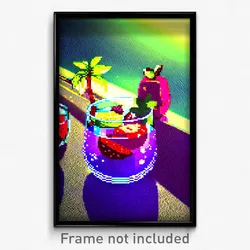 Pixel Art Poster - Fruity Glass (8 Bit Psychedelic Trippy Video Game Print)