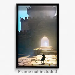 Pixel Art Poster - Realistic Fortress (8 Bit Psychedelic Video Game Print)