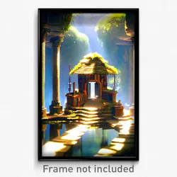 Pixel Art Poster - Elaborate Hideout (8 Bit Psychedelic Trippy Video Game Print)