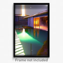 Pixel Art Poster - Liquid Outbuilding (8 Bit Psychedelic Video Game Print)