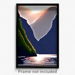 Pixel Art Poster - Curvy Fjord (8 Bit Psychedelic Trippy Weird Video Game Print)