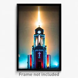 Pixel Art Poster - Electric Tabernacle (8 Bit Psychedelic Video Game Print)
