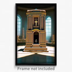 Pixel Art Poster - Big Tomb (8 Bit Psychedelic Trippy Weird Video Game Print)