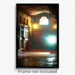 Pixel Art Poster - Creepy Cellar (8 Bit Psychedelic Trippy Video Game Print)
