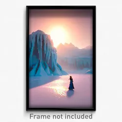 Pixel Art Poster - Frozen Desert (8 Bit Psychedelic Trippy Video Game Print)