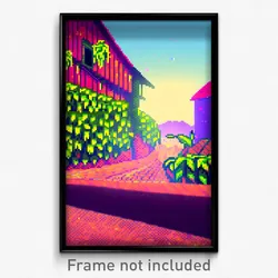 Pixel Art Poster - Digital Farm (8 Bit Psychedelic Trippy Video Game Print)