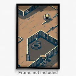 Pixel Art Poster - Rectangular Encampment (8 Bit Psychedelic Video Game Print)