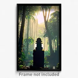 Pixel Art Poster - Silent Jungle (8 Bit Psychedelic Trippy Video Game Print)